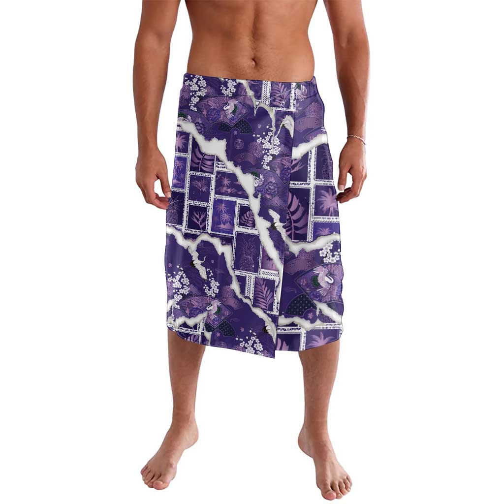 Hawaii Japanese Culture Purple Lavalava Spring Cranes Aloha Pattern LT01 Purple - Polynesian Pride