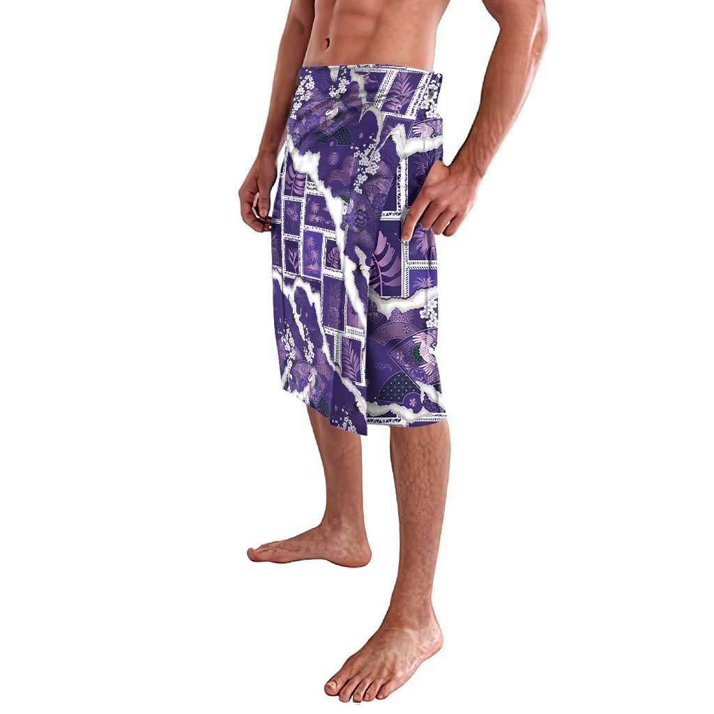 Hawaii Japanese Culture Purple Lavalava Spring Cranes Aloha Pattern LT01 - Polynesian Pride