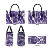Hawaii Japanese Culture Purple Leather Bag Spring Cranes Aloha Pattern LT01 - Polynesian Pride