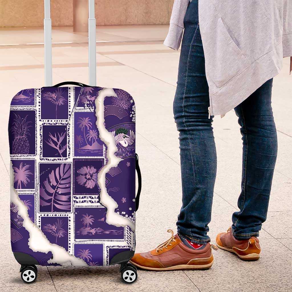 Hawaii Japanese Culture Purple Luggage Cover Spring Cranes Aloha Pattern LT01 Purple - Polynesian Pride