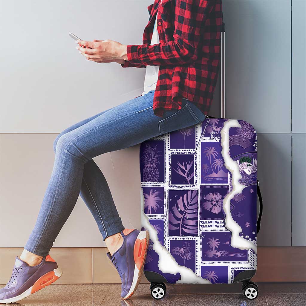 Hawaii Japanese Culture Purple Luggage Cover Spring Cranes Aloha Pattern LT01 - Polynesian Pride