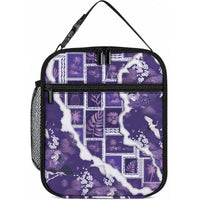 Hawaii Japanese Culture Purple Lunch Bag Spring Cranes Aloha Pattern LT01 10.2 × 8.3 × 4.3 inch Purple - Polynesian Pride