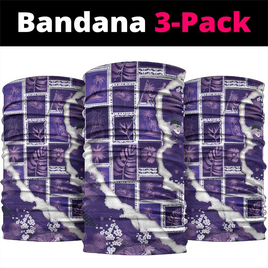 Hawaii Japanese Culture Purple Neck Gaiter Spring Cranes Aloha Pattern LT01 package One Size: 25*50cm Purple - Polynesian Pride