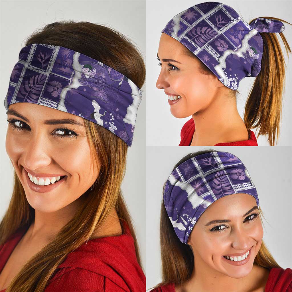 Hawaii Japanese Culture Purple Neck Gaiter Spring Cranes Aloha Pattern LT01 - Polynesian Pride