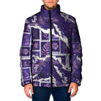 Hawaii Japanese Culture Purple Padded Jacket Spring Cranes Aloha Pattern LT01 Men Purple - Polynesian Pride