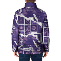 Hawaii Japanese Culture Purple Padded Jacket Spring Cranes Aloha Pattern LT01 - Polynesian Pride