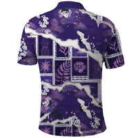 Hawaii Japanese Culture Purple Polo Shirt Spring Cranes Aloha Pattern LT01 - Polynesian Pride