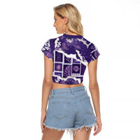 Hawaii Japanese Culture Purple Raglan Cropped T Shirt Spring Cranes Aloha Pattern LT01 - Polynesian Pride