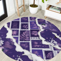 Hawaii Japanese Culture Purple Round Carpet Spring Cranes Aloha Pattern LT01 Purple - Polynesian Pride