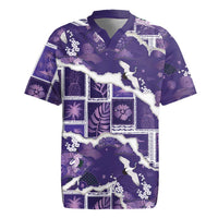 Hawaii Japanese Culture Purple Rugby Jersey Spring Cranes Aloha Pattern LT01 Purple - Polynesian Pride