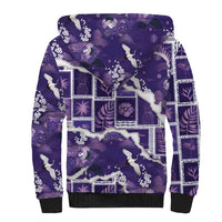 Hawaii Japanese Culture Purple Sherpa Hoodie Spring Cranes Aloha Pattern