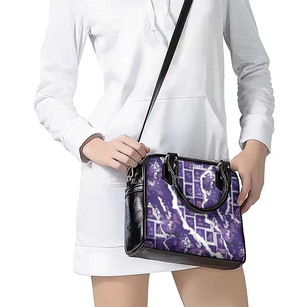 Hawaii Japanese Culture Purple Shoulder Handbag Spring Cranes Aloha Pattern LT01 - Polynesian Pride