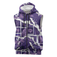 Hawaii Japanese Culture Purple Sleeveless Zip Hoodie Spring Cranes Aloha Pattern LT01 Purple - Polynesian Pride