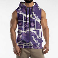 Hawaii Japanese Culture Purple Sleeveless Zip Hoodie Spring Cranes Aloha Pattern LT01 - Polynesian Pride