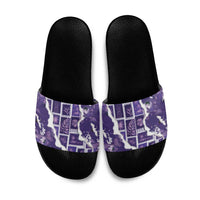 Hawaii Japanese Culture Purple Slide Sandals Spring Cranes Aloha Pattern LT01 Purple - Polynesian Pride