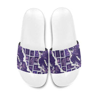 Hawaii Japanese Culture Purple Slide Sandals Spring Cranes Aloha Pattern LT01 Purple - Polynesian Pride