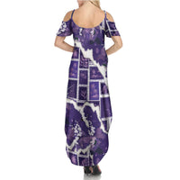 Hawaii Japanese Culture Purple Summer Maxi Dress Spring Cranes Aloha Pattern LT01 - Polynesian Pride