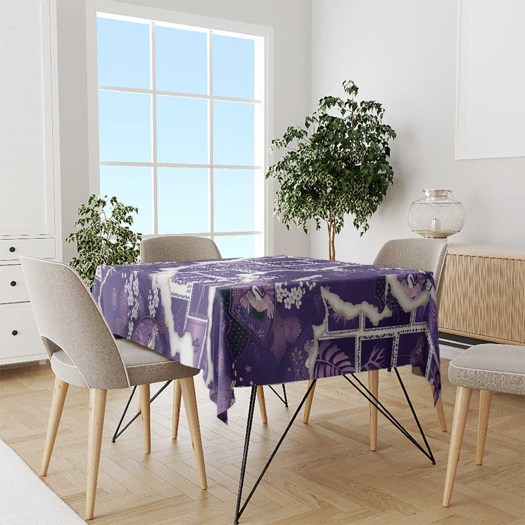 Hawaii Japanese Culture Purple Tablecloth Spring Cranes Aloha Pattern LT01 - Polynesian Pride