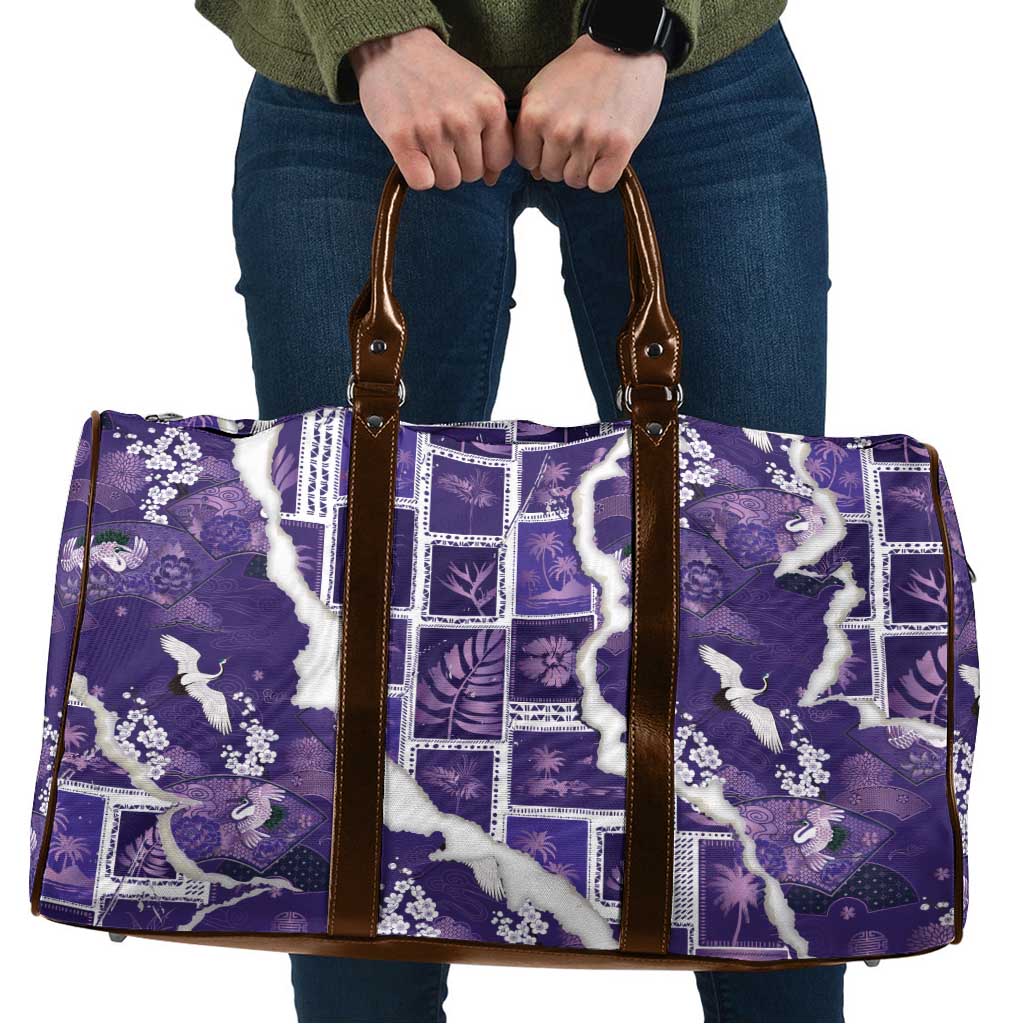 Hawaii Japanese Culture Purple Travel Bag Spring Cranes Aloha Pattern LT01 Purple - Polynesian Pride
