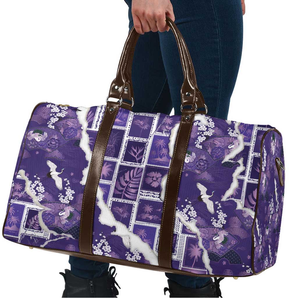 Hawaii Japanese Culture Purple Travel Bag Spring Cranes Aloha Pattern LT01 - Polynesian Pride