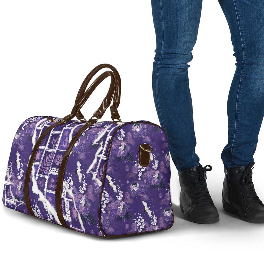 Hawaii Japanese Culture Purple Travel Bag Spring Cranes Aloha Pattern LT01 - Polynesian Pride