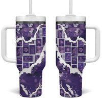 Hawaii Japanese Culture Purple Tumbler With Handle Spring Cranes Aloha Pattern LT01 One Size: 40 oz Purple - Polynesian Pride