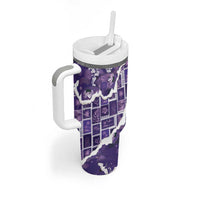 Hawaii Japanese Culture Purple Tumbler With Handle Spring Cranes Aloha Pattern LT01 - Polynesian Pride