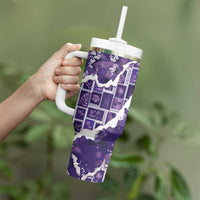 Hawaii Japanese Culture Purple Tumbler With Handle Spring Cranes Aloha Pattern LT01 - Polynesian Pride