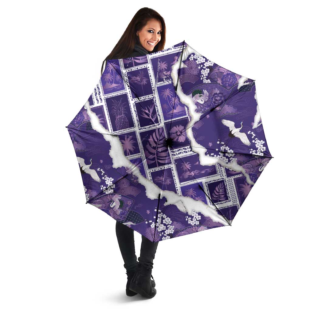 Hawaii Japanese Culture Purple Umbrella Spring Cranes Aloha Pattern LT01 - Polynesian Pride
