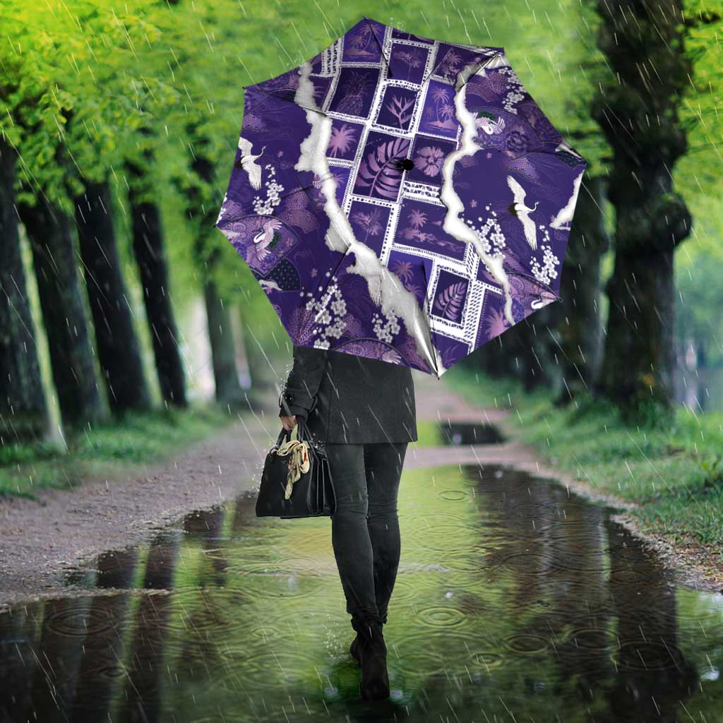 Hawaii Japanese Culture Purple Umbrella Spring Cranes Aloha Pattern LT01 - Polynesian Pride