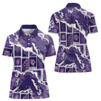 Hawaii Japanese Culture Purple Women Polo Shirt Spring Cranes Aloha Pattern LT01 - Polynesian Pride