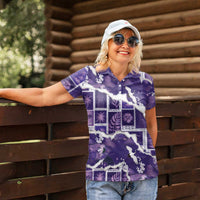 Hawaii Japanese Culture Purple Women Polo Shirt Spring Cranes Aloha Pattern LT01 - Polynesian Pride