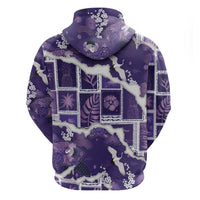 Hawaii Japanese Culture Purple Zip Hoodie Spring Cranes Aloha Pattern LT01 - Polynesian Pride