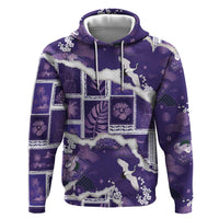 Hawaii Japanese Culture Purple Zip Hoodie Spring Cranes Aloha Pattern LT01 Pullover Hoodie Purple - Polynesian Pride