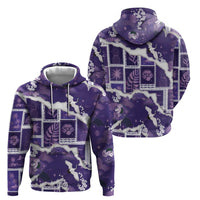 Hawaii Japanese Culture Purple Zip Hoodie Spring Cranes Aloha Pattern LT01 - Polynesian Pride