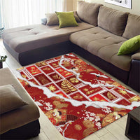 Hawaii Japanese Culture Red Area Rug Spring Cranes Aloha Pattern