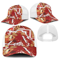 Hawaii Japanese Culture Red Baseball Net Cap Spring Cranes Aloha Pattern