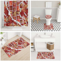 Hawaii Japanese Culture Red Bathroom Set Spring Cranes Aloha Pattern LT01 - Polynesian Pride