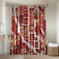 Hawaii Japanese Culture Red Bathroom Set Spring Cranes Aloha Pattern LT01 Shower Curtain Only Red - Polynesian Pride