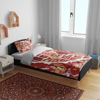 Hawaii Japanese Culture Red Bedding Set Spring Cranes Aloha Pattern LT01 - Polynesian Pride