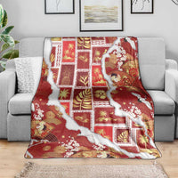 Hawaii Japanese Culture Red Blanket Spring Cranes Aloha Pattern LT01 - Polynesian Pride