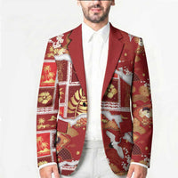 Hawaii Japanese Culture Red Blazer Spring Cranes Aloha Pattern LT01 - Polynesian Pride