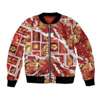 Hawaii Japanese Culture Red Bomber Jacket Spring Cranes Aloha Pattern LT01 Unisex Red - Polynesian Pride