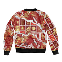 Hawaii Japanese Culture Red Bomber Jacket Spring Cranes Aloha Pattern LT01 - Polynesian Pride
