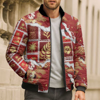 Hawaii Japanese Culture Red Bomber Puffer Jacket Spring Cranes Aloha Pattern LT01 - Polynesian Pride