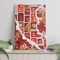 Hawaii Japanese Culture Red Canvas Wall Art Spring Cranes Aloha Pattern LT01 - Polynesian Pride