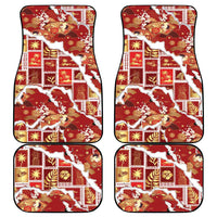 Hawaii Japanese Culture Red Car Mats Spring Cranes Aloha Pattern LT01 - Polynesian Pride