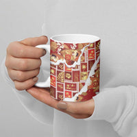 Hawaii Japanese Culture Red Ceramic Mug Spring Cranes Aloha Pattern LT01 - Polynesian Pride