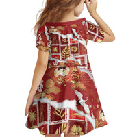 Hawaii Japanese Culture Red Family Matching Off Shoulder Short Dress and Hawaiian Shirt Spring Cranes Aloha Pattern