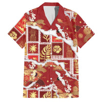 Hawaii Japanese Culture Red Family Matching Tank Maxi Dress and Hawaiian Shirt Spring Cranes Aloha Pattern